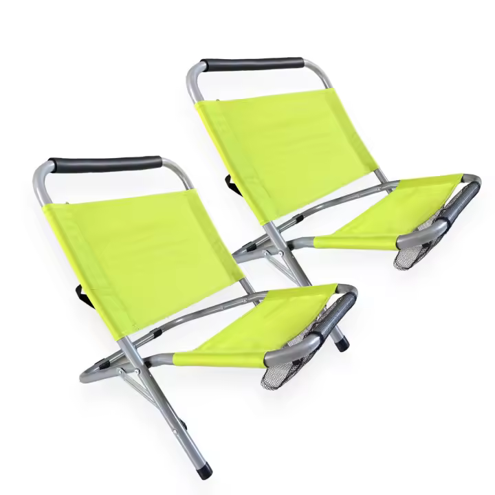 UNUSUAL- 1-2 Sillas de Playa Antracita Plegable Verde y Gris  62 x 47 x H47 cm Silla de Camping Plegable para Uso Al Aire Libre para Pescar  Silla Respaldo Fijo Cómodo. 13867 13868 - 1