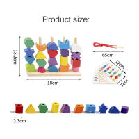 Juego De Enigmas De Madera Montessori Juguete Educativo Para Niños Cognición De Colores Y Formas Juguetes Coloridos Con Perlas Regalo Para Niños De 3-6 Años - details 9