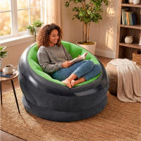 INTEX - Sillón hinchable Empire, Mide 112x109x69 cm, Verde lima, Para interior y exterior, Base reforzada, Fácil de hinchar, Máx. 100 kg, Flocado y PVC - details 6