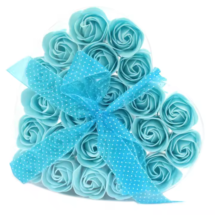 Set de 24 flores de Jabón - rosas azul - 1