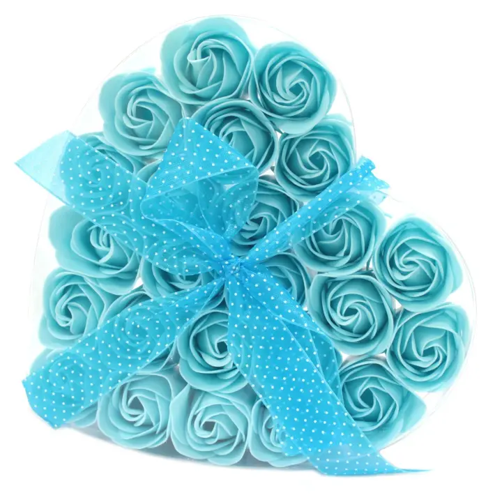 Set de 24 flores de Jabón - rosas azul - 1