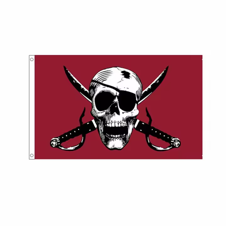 Bandera De Calavera Roja De 90x150 CM En Poliéster Para Decoración FLAGLINK Estilo Impreso Y Colgante Material Super-Tex - 1
