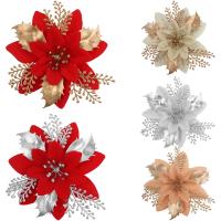 12pcs Flores De Poinsettia Artificiales - Sin Plumas Plásticas Ni Brillo Decoraciones De Navidad Para Árbol Corona Guirnalda - details 5