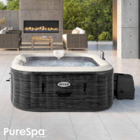 Spa hinchable exterior e interior INTEX para 4 personas, Medidas 175x175cm, material PVC Lam,  capacidad 795 litros, temperatura del agua 10º- 40º, bañera portátil inflable, con accesorios incluidos - details 1