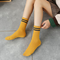 Calcetines De Algodón Para Mujer Estilo Retro Coreano Japonés Clásicos Con Rayas De College Street Calcetines Largos De Media Caña Regalo Para Niñas - details 16