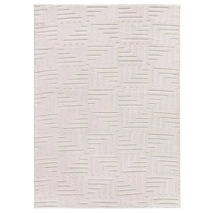 ATTICGO Alfombra de Interior de Estilo Geométrico con relieve en Crema - ESTILO 11070 | 60X110, 80X150, 120X170, 160X230, 200X290 cm - 1