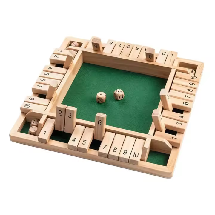 Juego de Mesa de Madera, juego de dados Shut The Box para 4 jugadores, juego de Dados de Madera para pub, juego de Mesa tradicional para 4 jugadores, excelente juego de Mesa familiar para Viajes, divertido juego de vacaciones - 1