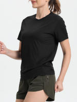 Camiseta Deportiva Para Mujer De Color Sólido Ultraligera Y Secado Rápido Transpirable Ligera Para Correr Y Gimnasio - details 4