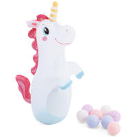 INTEX - Centro de juegos infantil hinchable con tobogán, 196x178x127 cm, castillo unicornio con rociador de agua, bolas de colores y anilla de juego, piscina - details 4