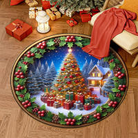 Alfombra Redonda Antideslizante Navidad Niño Juguetes Navideños Dibujos Animados Santa Claus Conejo De Nieve Carpeta De Juego Para Bebés - details 7