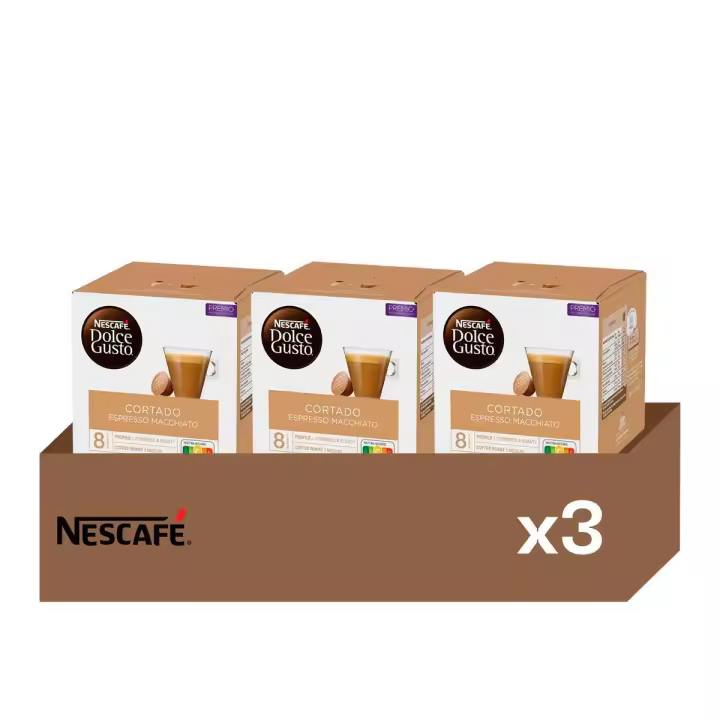 Cortado - Pack 3 Cajas de Café (48 uds) | Sabor Tostado y Potente, Toque de Leche - 1