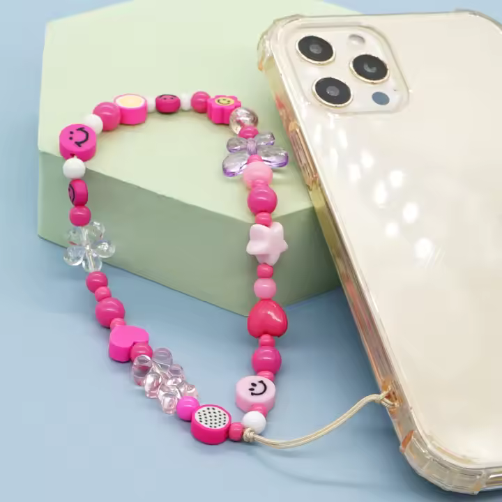 Go2bohoDiy Collar De Bola De Letras De Amor Y Sonrisa Accesorio De Joyería Lindo Cadena De Teléfono Para Fiesta Casual/Sporty Compatible Con Todas - 1