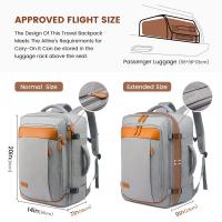 Mochila de viaje de 40 l, tamaño de cabina para mujeres y hombres, mochila impermeable con capacidad para portátiles de 17 pulgadas, mochila grande aprobada para vuelos para caminatas nocturnas de fin de semana en aviones, gris - details 0