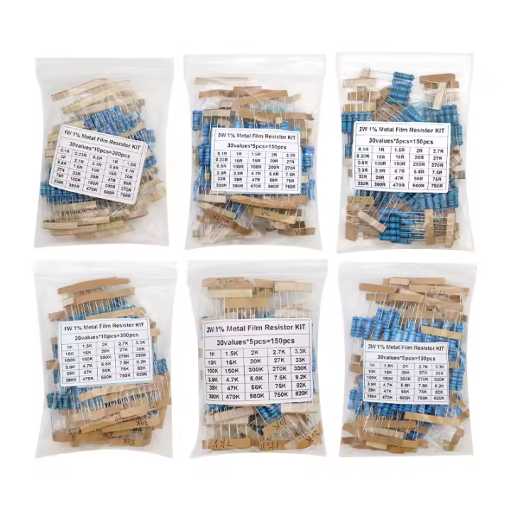 Kit De Resistentes De Película Metálica Assortment 150PCS 300PCS Con Precisión De 1% Valores De Resistencia De 1R~820K Ohm - 1