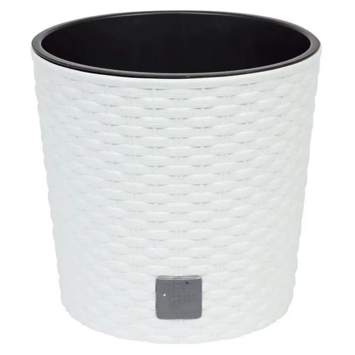 Maceta Prosperplast Rato Round 250L Blanco con Acabado Similar Rattan - 1