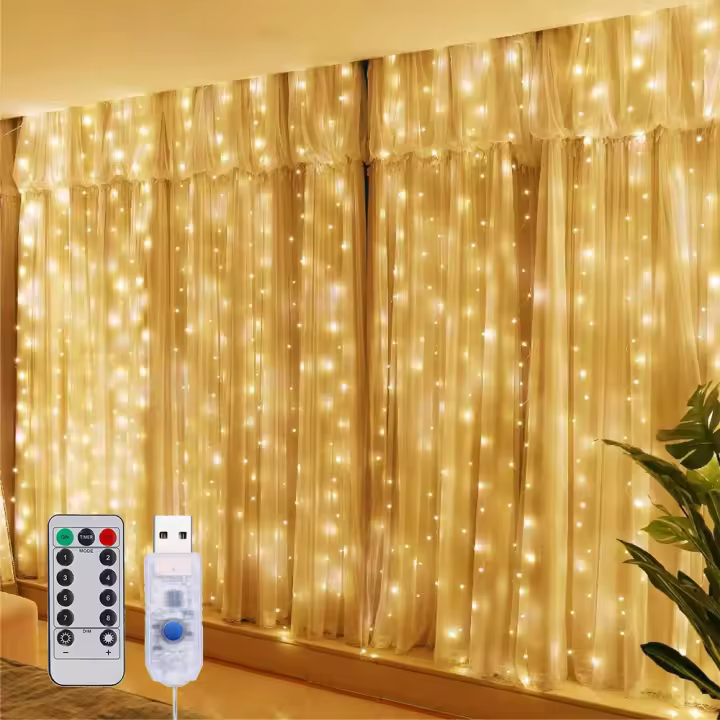 Luz De Cinta Para Cortina USB Con Control Remoto 8 Modos De Iluminación Decoración De Hogar Para Navidad Y Año Nuevo - 1