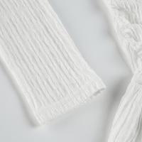 Vestido Blanco Elegante De Manga Larga Con Cuello Abierto Estilo Coreano Y Japonés Para Mujer Con Ajuste En La Cintura Y Detalles De Encaje - details 5