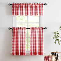 Cortinas a Cuadros 132x38cm 1 Pieza 68x60cm 68x91cm 2 Piezas Translúcidas Para Cocina Material 100% Poliéster Sin Capa Doble - details 11