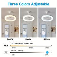 Ventilador de techo inteligente pequeño de 10 pulgadas con Luz y control remoto, 25 W, 3 velocidades, 3 Colores, 3000 K-6500 K, Bombilla LED ajustable, para dormitorio y Cocina, con Luz blanca y base E27. - details 5