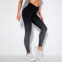 Leggings De Yoga Para Mujer Con Gradiente De Color Y Levantamiento De Glúteos Pantalones De Running Fitness Secado Rápido Talla True Leggings De Cintura Elástica De Nylon - details 4