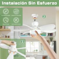 52cm Silencioso Ventilador de Techo with Luz LED y Mando, 40W Lampara Ventilador Techo, with Casquillo E27 - details 1