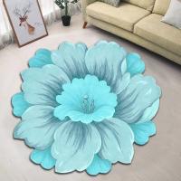 Alfombra De Piso En Forma De Loto Peonía Y Magnolia 60x60cm Antideslizante Floral Para Sala De Estar Mesa De Té Cama - details 2
