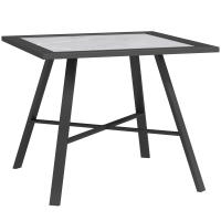 Outsunny Mesa Auxiliar Cuadrada Mesa de Jardín Exterior con Encimera de Aspecto Piedra Mesa para Exterior Terraza Patio 55x55x46 cm Negro y Gris - details 0