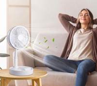 STARLEY - Ventilador de sobremesa plegable portátil – Mini ventilador recargable USB silencioso | 16.5×16.5×8.2 cm | Ideal para oficina, dormitorio, estudio y viajes | Diseño compacto y ahorro de espacio - details 3