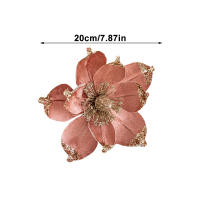 Flores Artificiales De Glitter 20cm Cabezas De Flor Magnolia Con Lentejuelas Para Decoración De Mesa En Vaso Y Fiestas Cumpleaños Bodas - details 0