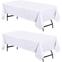Utopia Kitchen Rectangular Tablecloth, Table Cover, Ideal for Parties, Events, Weddings and Restaurants, Machine Washable, 132 x 160 cm, Set of 2, White - details 0