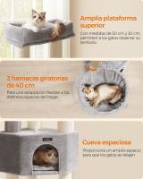 Árbol para gatos grande con almohadillas autocalentables, torre estable para gatos grandes, cueva, cuerda de sisal, disponible en gris y negro o blanco - details 3