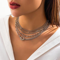 Juego De Collares Separables De 5 Capas Para Mujer Collar Corto De Cadena Con Rhinestone Moda 2023 Joyería Regalo - details 2