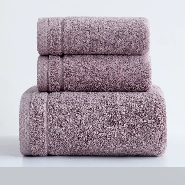 2 toallas y 1 toalla de baño de algodón peinado grueso y absorbente para lavarse la cara, toallas de casa - 1