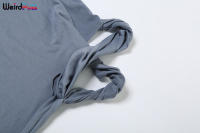 Conjunto De Ropa Casual Para Mujer Con Nudo Irregular Y Pierna Ancha Estilo Slim Streetwear Verano 2 Piezas Top De Manga Corta Y Pantalones - details 6