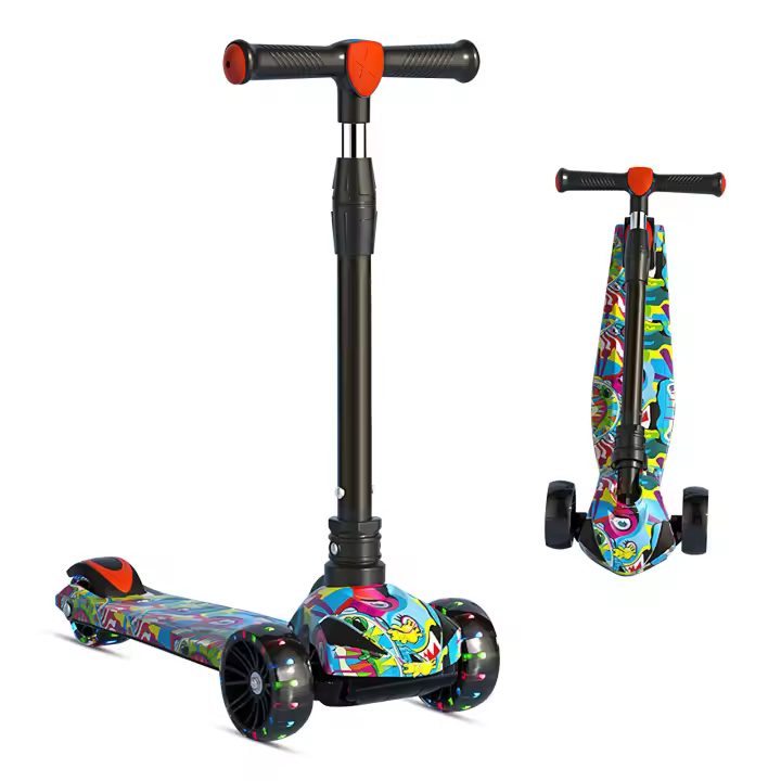 Patinete plegable con ruedas de Flash para niños, pedales anchos, bicicleta de equilibrio ligera, Scooters de pie plegables ﻿ - 1