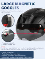 Casco De Bicicleta LED  Con Visera De Sol Y Gafas Recargables Para Hombres Ciclismo En Carretera Y MTB Talla 57-61 Cm - details 6