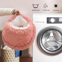 Cama Redonda Para Gato Con Capucha Fluffy Cueva Donut Para Gatos Y Pequeños Perros De Interior Almohadilla Calmante Para Gatos - details 3