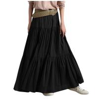 Vestido Maxi Vintage A-Line Para Mujer Color Sólido Casual Con Volantes Y Cintura Imperio Manga Larga Medio Ajuste Longitud Hasta El Tobillo - details 3