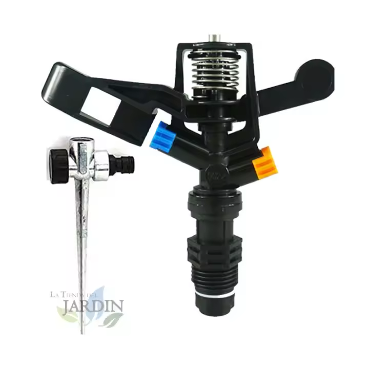Suinga Kit Aspersor de Riego Circular 1/2" 7 a 13 Mts + Porta Aspersor Metálico - Fácil Instalación y Alta Resistencia - 1