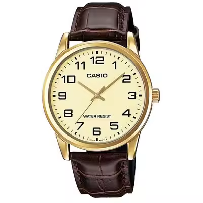 Casio MTP-V001GL-9B Reloj Clásico para Hombre - Elegancia Dorada, Movimiento de Cuarzo, Correa de Cuero y Resistencia al Agua - 1