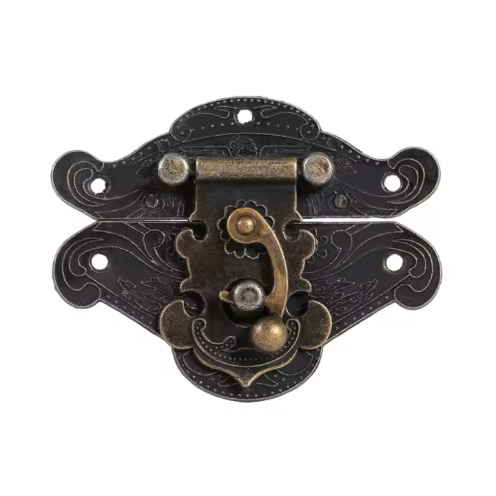 Cabinet Box Lock Hasp, Zinc Alloy Antique Retro Vintage Decorative Lock Hasps Bronze Chest Lock Plate with Screws for Furniture (S) - 1