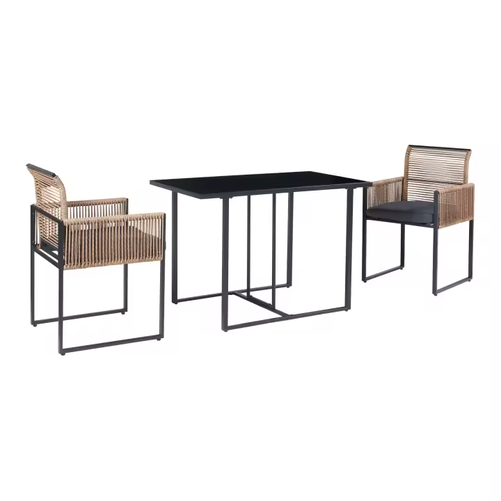 Set de muebles de jardín Accadia 3 piezas acero/cuerda - Negro/Marrón [casa.pro] - 1