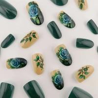 Uñas Postizas De Rosas Doradas Para 24 Dedos Acabado Brillante Fáciles De Aplicar Y Quitar Material De Resina Estilizado - details 2