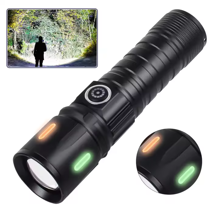 Linterna LED De Alta Potencia Con 4 Modos De Luz Recargable Rápido Aleación De Aluminio Zoomable Antigolpes Ultra Brillante Para Emergencias - 1