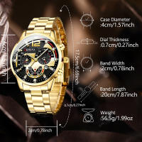 Reloj De Pulsera De Lujo Para Hombre En Acero Inoxidable Con Calendario Y Luz Luminosa Reloj De Cuarzo Moda Casual Para Negocios - details 3