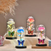 Lámpara De Rosas Artificiales Con LED Galaxia Rosa Y Mariposa Regalo De Navidad Para Bodas Y San Valentín Decoración De Hogar - details 0