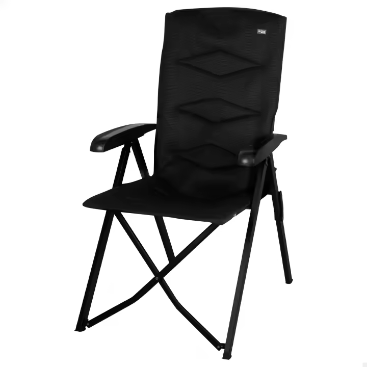 Aktive - Silla plegable acolchada, 49x76x109 cm, color negro, 5 posiciones, topes antideslizantes, tejido poliéster, incluye bolsa de transporte, peso soportado 110 kg, sillas de playa plegables, sillas plegables terraza, silla plegable camping - 1