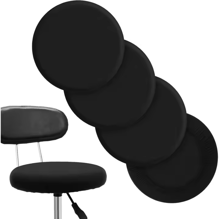 Taburete de Bar redondo cubre taburete lavable cojín funda elástica bar silla cubre para 14-17 pulgadas silla (negro, 4) - 1