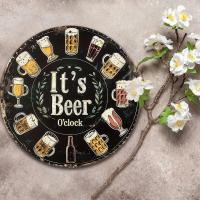 Cartel Redondo De 8x8 En Aluminio Festivo 'Es Hora De La Cerveza' Ideal Para Decoración De Cocina Oficina Garage Impresión HD - details 1