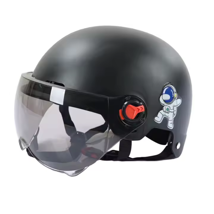 Casco De Motocicleta Para Hombres Y Mujeres Seguridad Anti-UV Con Gafas Adecuado Para Bicicletas Scooters Y Coches Eléctricos Estilo Medio Peso Ligero Material ABS+PC - 1
